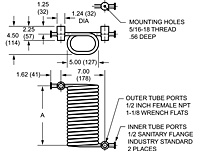 Dimensional Drawing for Tube-in-Tube Sanitary Flanges (00459-1 & 00459-02)